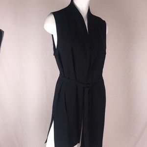 Eileen Fisher Black Silk Long Vest LG